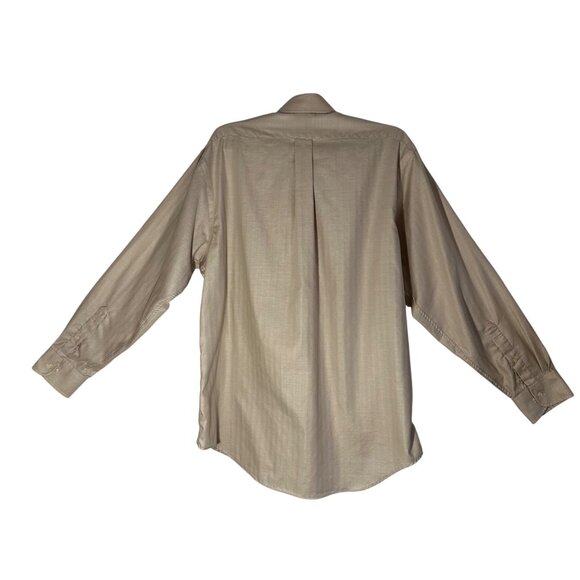 Chaps Men's Beige Long Sleeve Button-Up Shirt Size L 16-16.5 34/35 100% Cotton - Picture 3 of 13